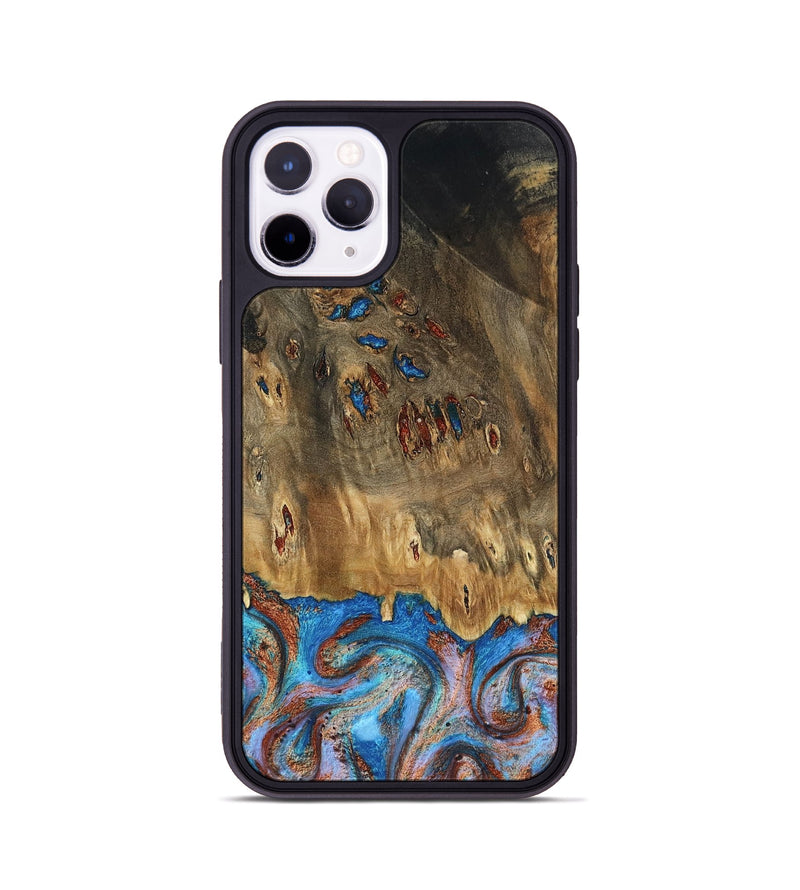 iPhone 11 Pro Wood Phone Case - Navy (Teal & Gold, 802410)