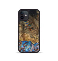 iPhone 12 mini Wood Phone Case - Navy (Teal & Gold, 802410)