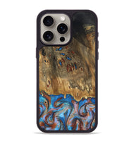 iPhone 15 Pro Max Wood Phone Case - Navy (Teal & Gold, 802410)