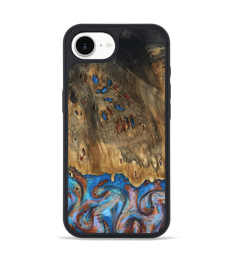 iPhone 16e Wood Phone Case - Navy (Teal & Gold, 802410)