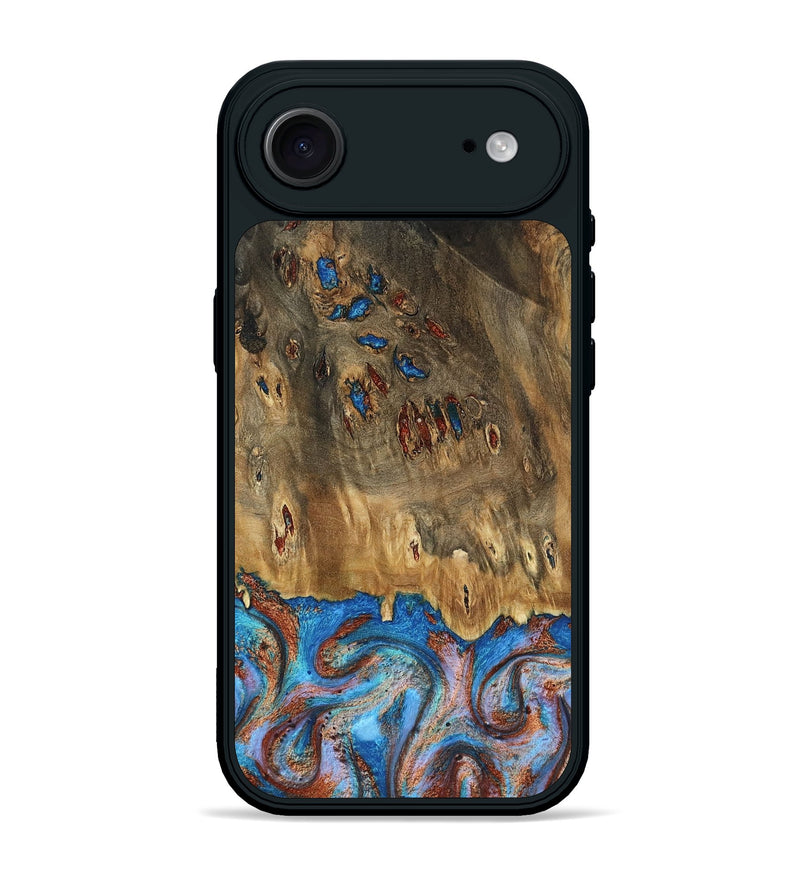 iPhone 17 Air Wood Phone Case - Navy (Teal & Gold, 802410)