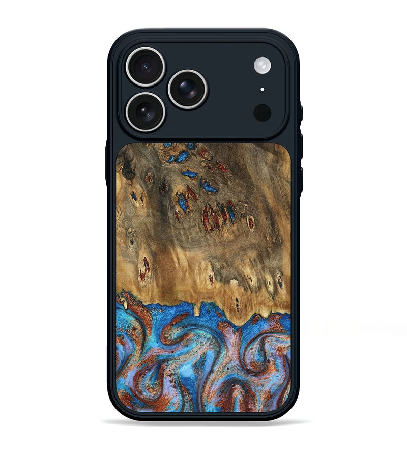iPhone 17 Pro Max Wood Phone Case - Navy (Teal & Gold, 802410)