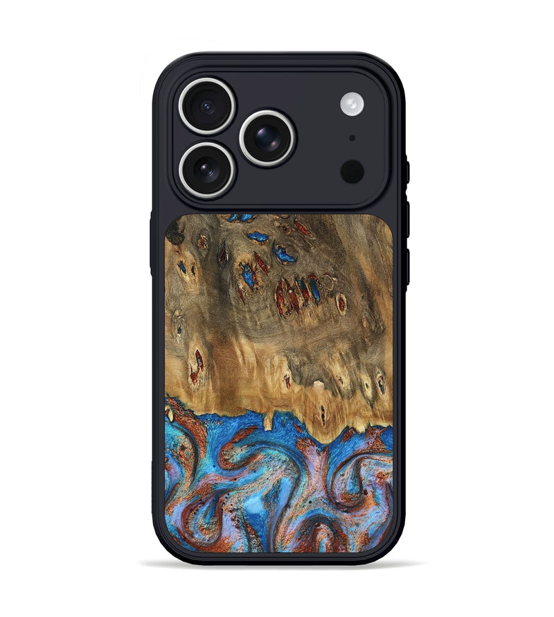 iPhone 17 Pro Wood Phone Case - Navy (Teal & Gold, 802410)