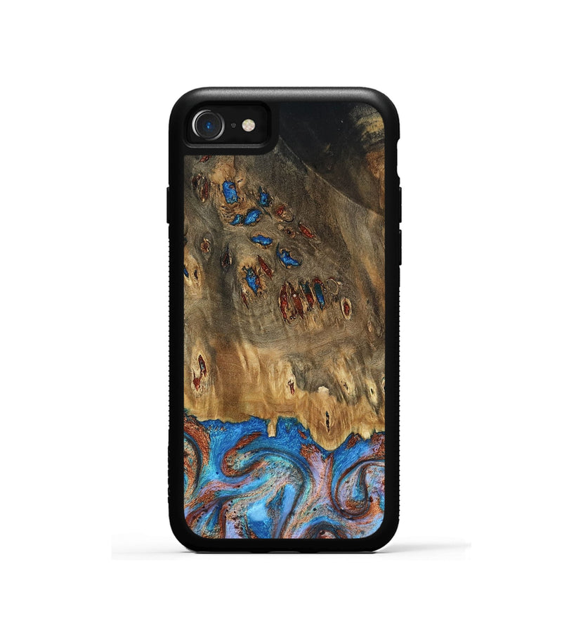 iPhone SE Wood Phone Case - Navy (Teal & Gold, 802410)