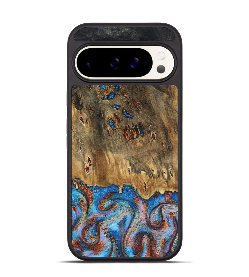 Pixel 9 Wood Phone Case - Navy (Teal & Gold, 802410)