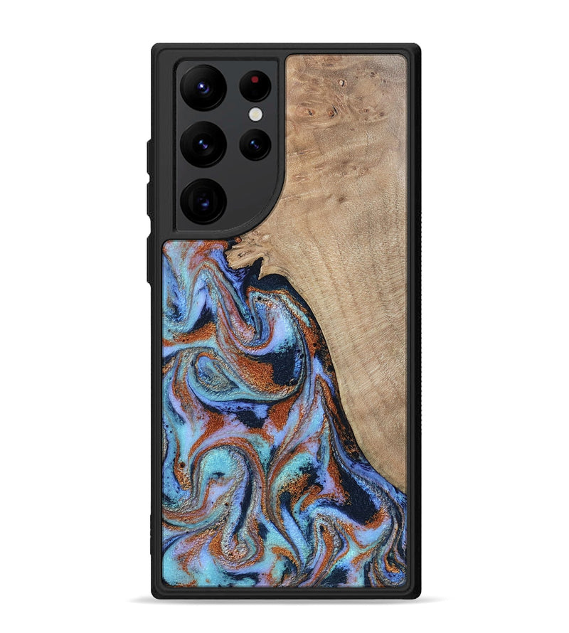 Galaxy S22 Ultra Wood Phone Case - Treva (Teal & Gold, 802411)