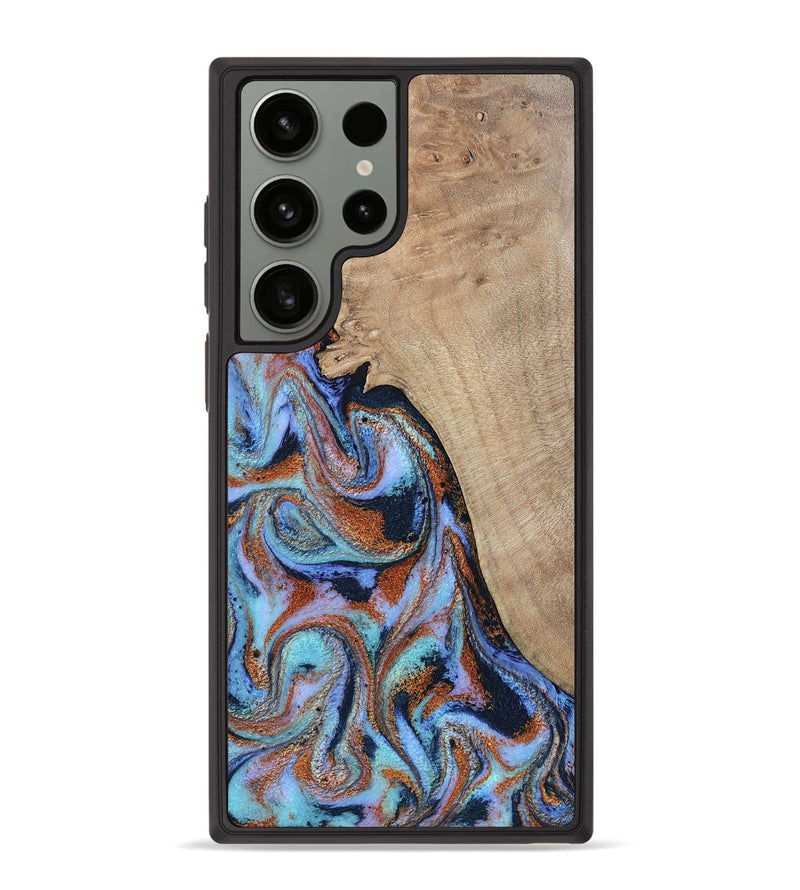 Galaxy S23 Ultra Wood Phone Case - Treva (Teal & Gold, 802411)
