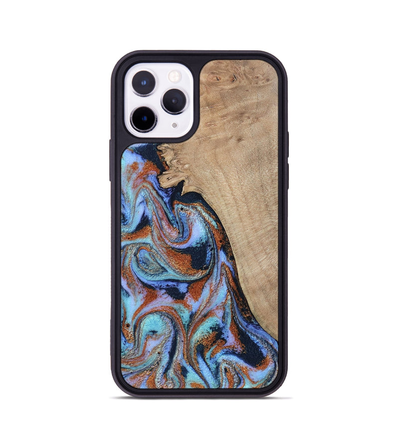 iPhone 11 Pro Wood Phone Case - Treva (Teal & Gold, 802411)