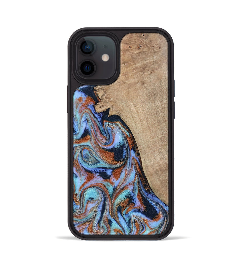 iPhone 12 Wood Phone Case - Treva (Teal & Gold, 802411)