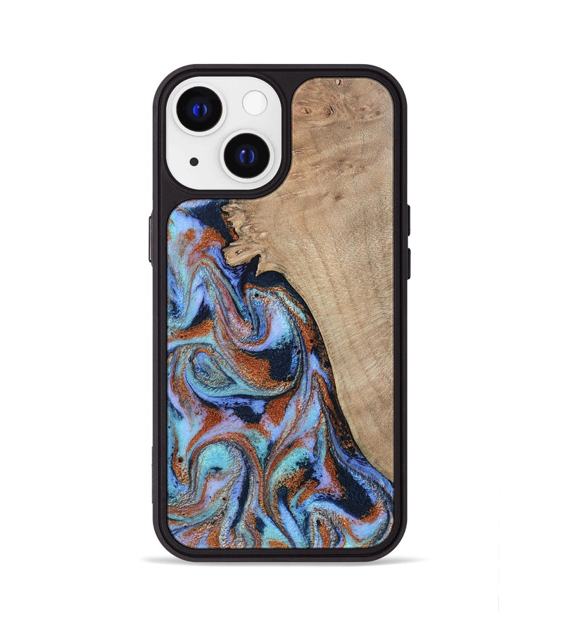 iPhone 13 Wood Phone Case - Treva (Teal & Gold, 802411)