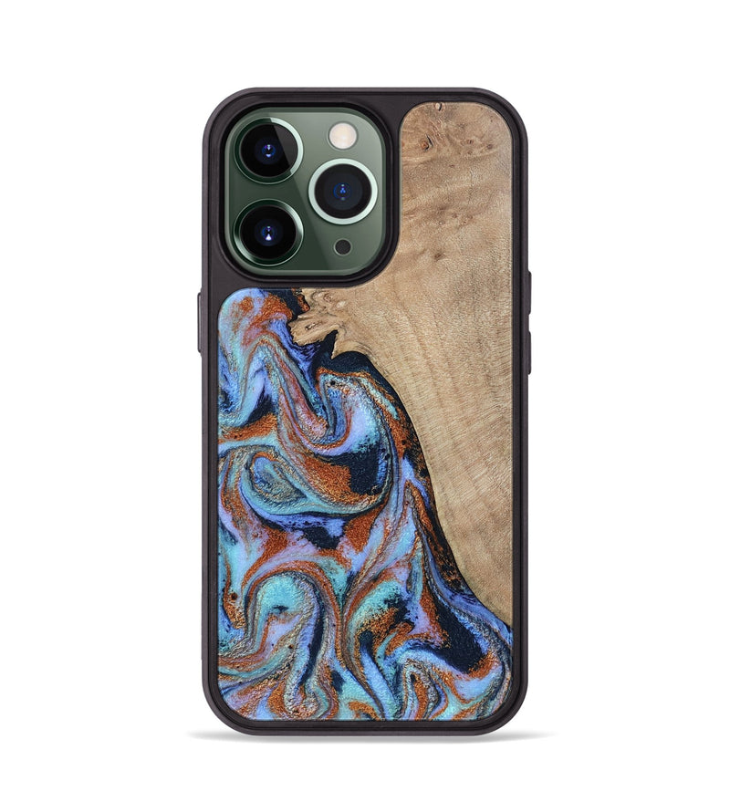 iPhone 13 Pro Wood Phone Case - Treva (Teal & Gold, 802411)