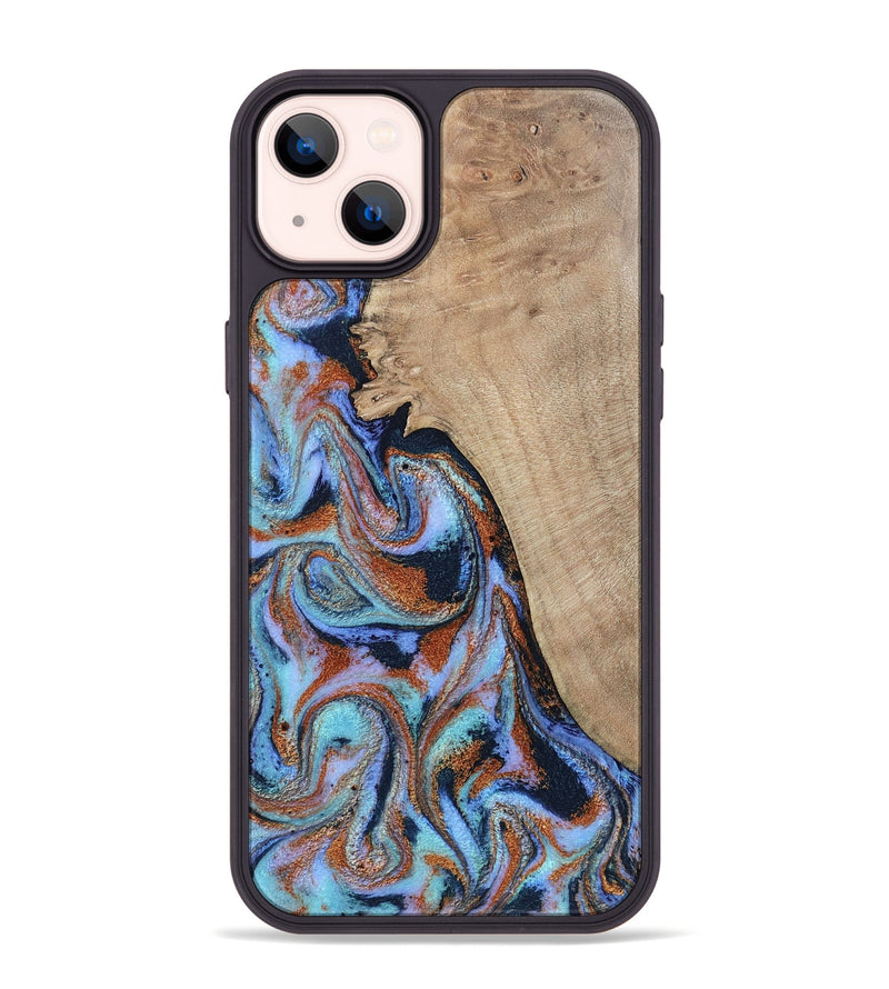 iPhone 14 Plus Wood Phone Case - Treva (Teal & Gold, 802411)