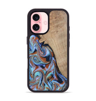 iPhone 16 Wood Phone Case - Treva (Teal & Gold, 802411)