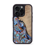 iPhone 16 Pro Wood Phone Case - Treva (Teal & Gold, 802411)