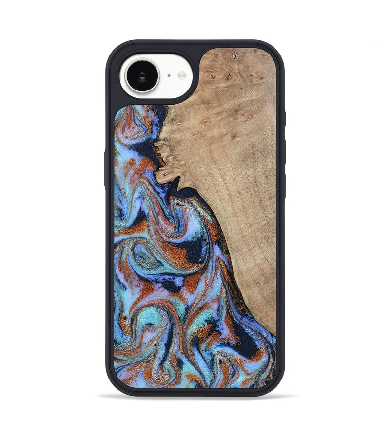 iPhone 16e Wood Phone Case - Treva (Teal & Gold, 802411)