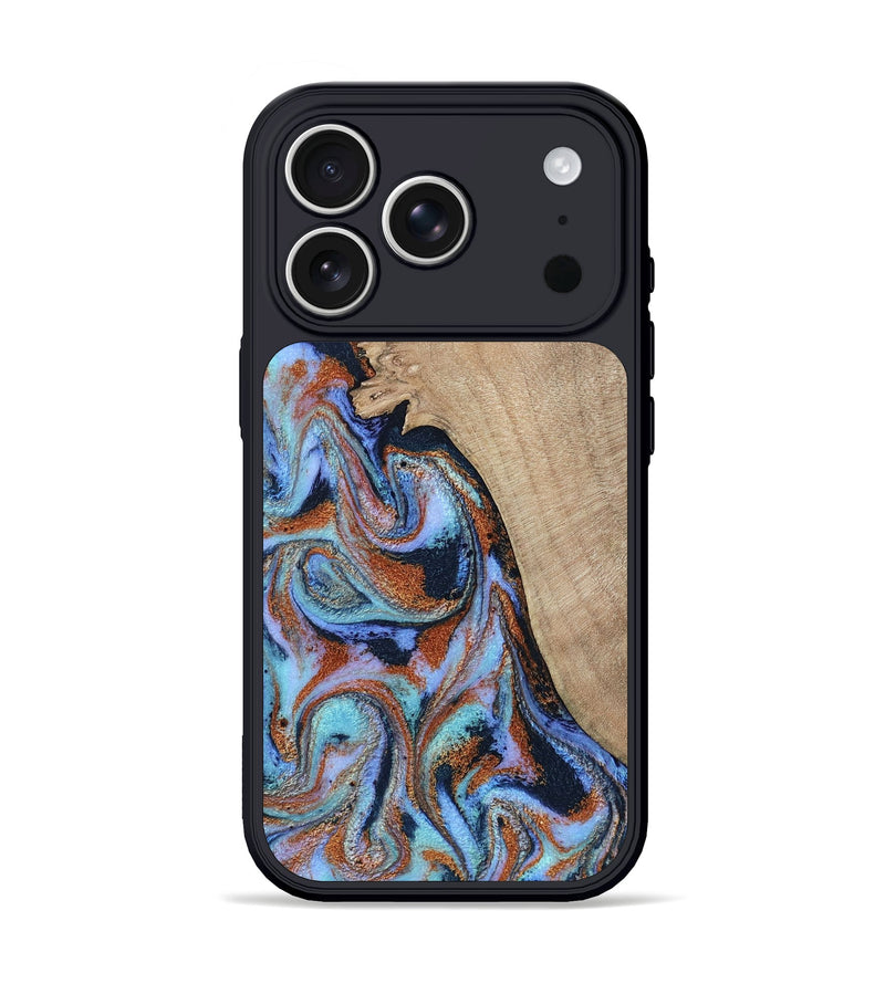 iPhone 17 Pro Wood Phone Case - Treva (Teal & Gold, 802411)
