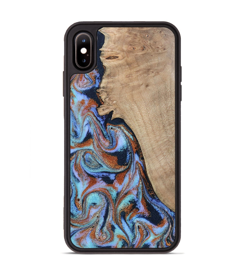 iPhone Xs Max Wood Phone Case - Treva (Teal & Gold, 802411)