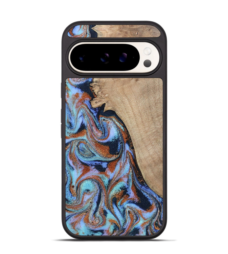 Pixel 9 Pro Wood Phone Case - Treva (Teal & Gold, 802411)