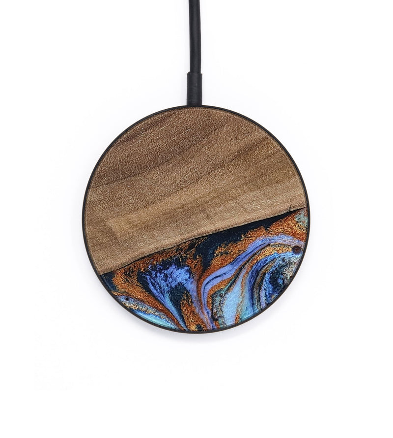 Circle Wood Wireless Charger - Irving (Teal & Gold, 802412)
