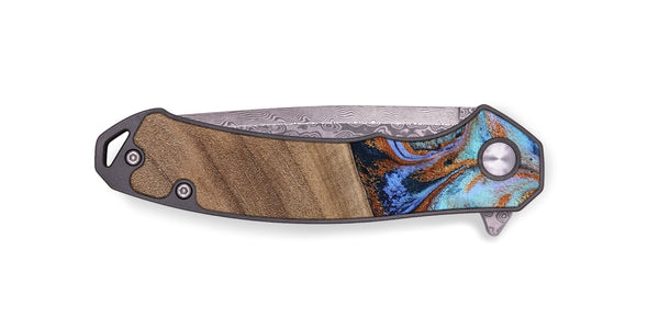 EDC Wood Pocket Knife - Irving (Teal & Gold, 802412)