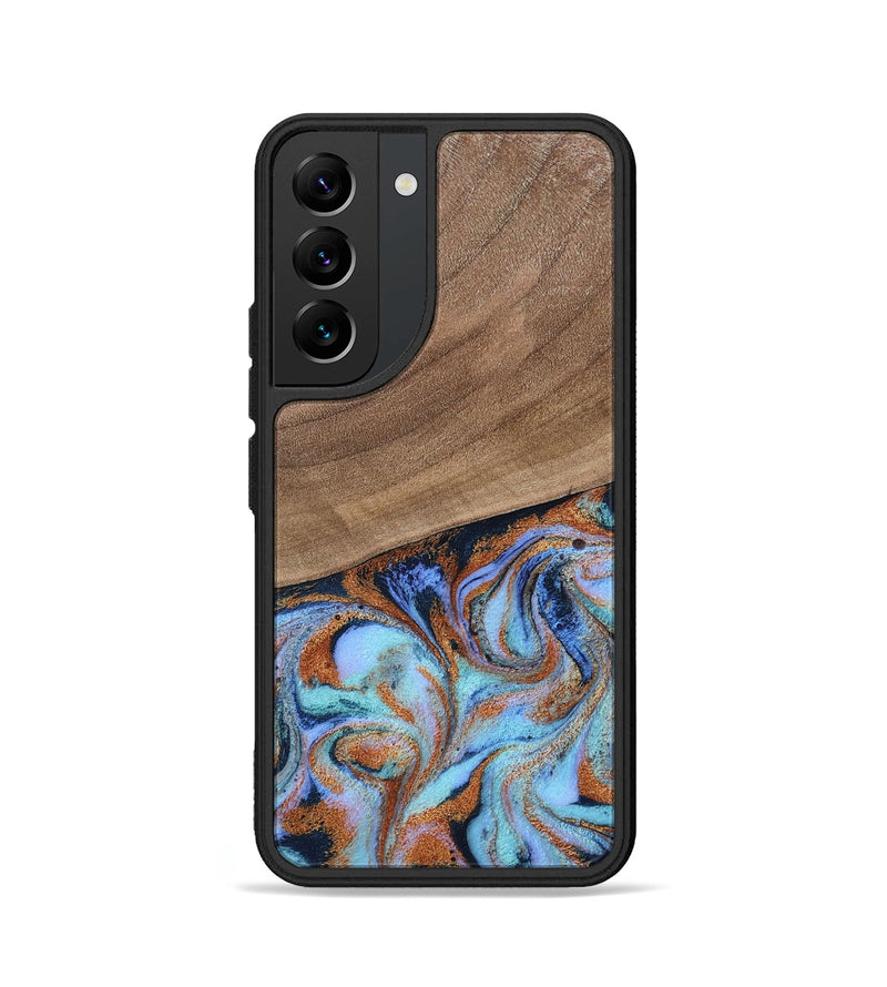 Galaxy S22 Wood Phone Case - Irving (Teal & Gold, 802412)