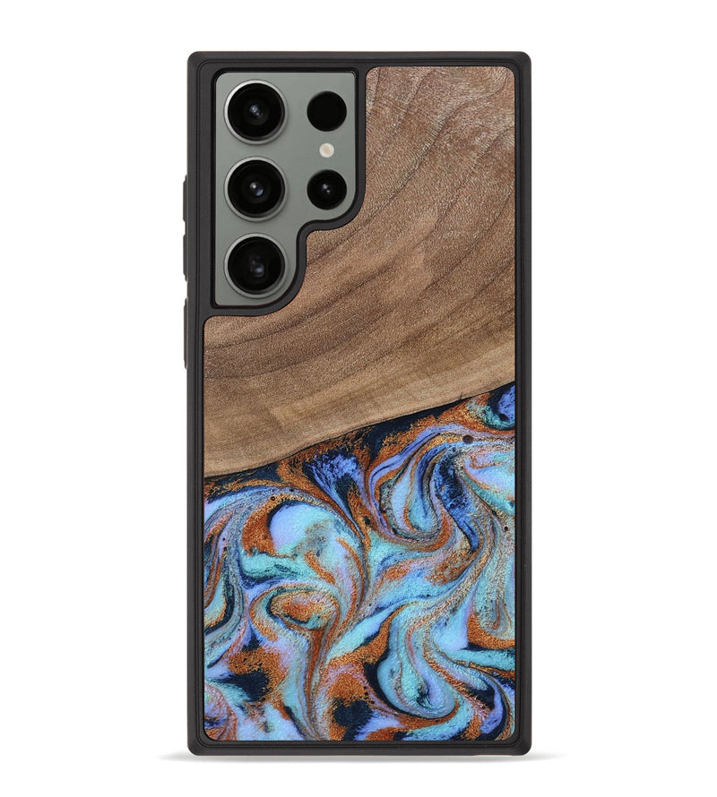 Galaxy S23 Ultra Wood Phone Case - Irving (Teal & Gold, 802412)