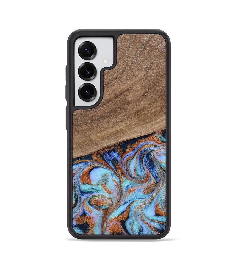 Galaxy S25 Wood Phone Case - Irving (Teal & Gold, 802412)