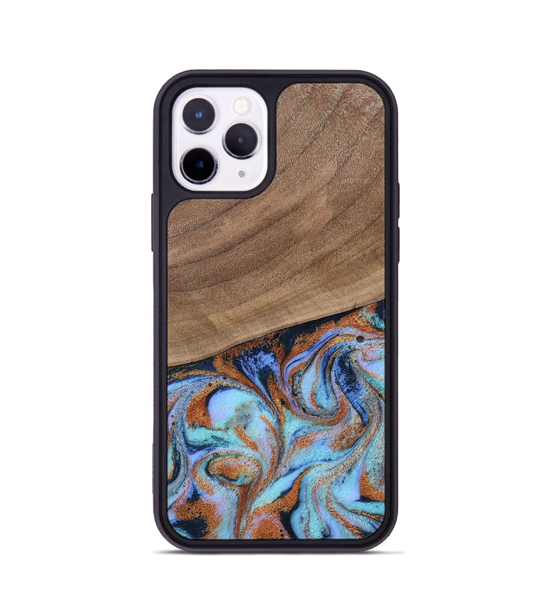 iPhone 11 Pro Wood Phone Case - Irving (Teal & Gold, 802412)