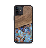 iPhone 12 Wood Phone Case - Irving (Teal & Gold, 802412)