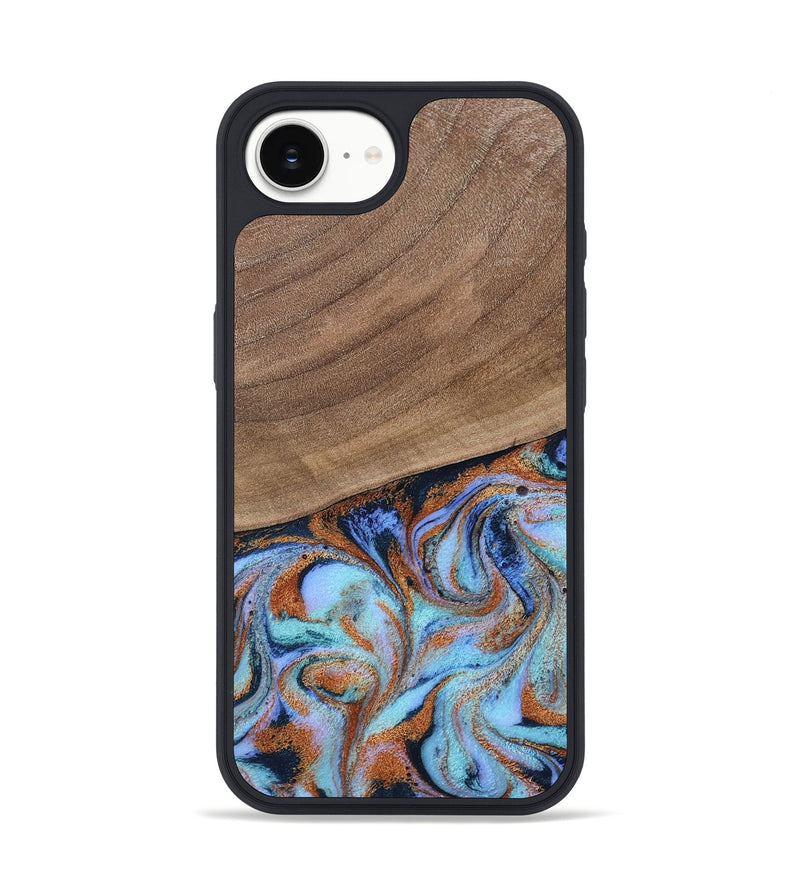 iPhone 16e Wood Phone Case - Irving (Teal & Gold, 802412)