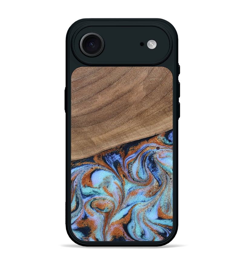 iPhone 17 Air Wood Phone Case - Irving (Teal & Gold, 802412)