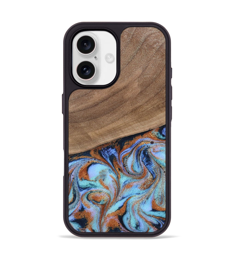 iPhone 17 Wood Phone Case - Irving (Teal & Gold, 802412)