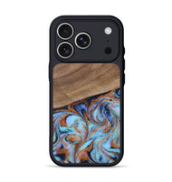 iPhone 17 Pro Wood Phone Case - Irving (Teal & Gold, 802412)