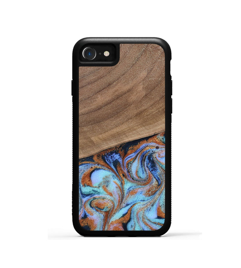 iPhone SE Wood Phone Case - Irving (Teal & Gold, 802412)