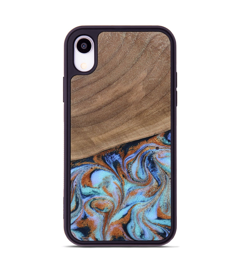 iPhone Xr Wood Phone Case - Irving (Teal & Gold, 802412)