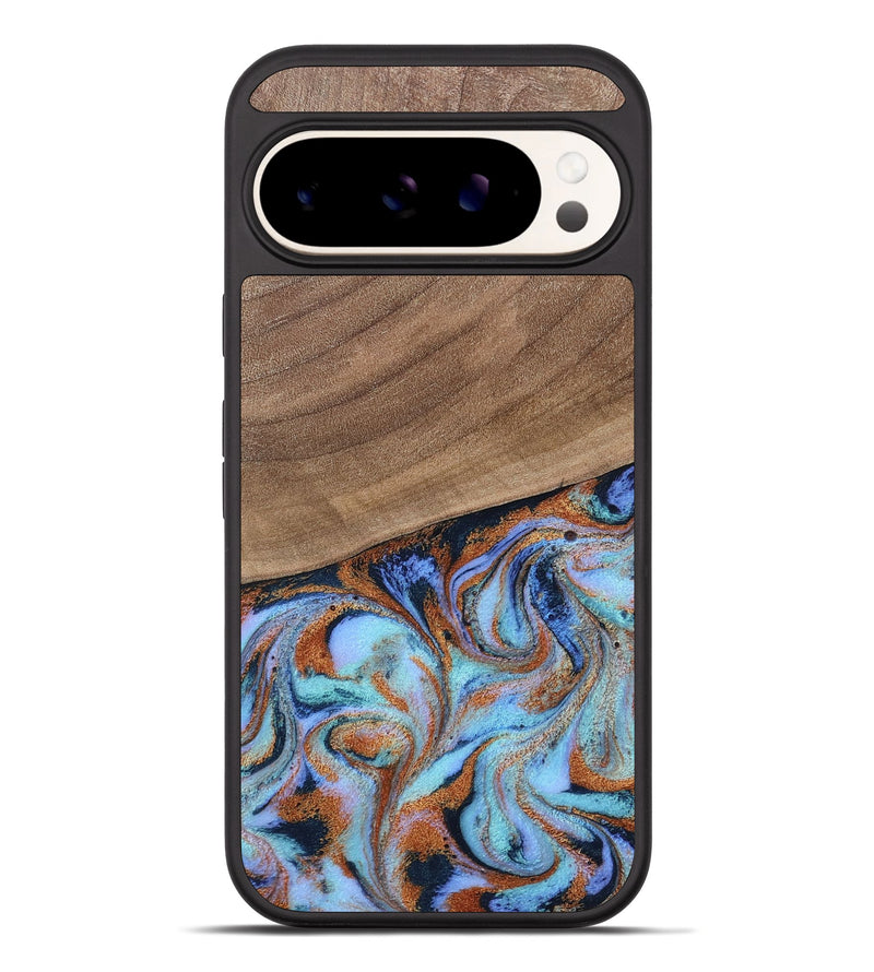 Pixel 10 Pro XL Wood Phone Case - Irving (Teal & Gold, 802412)