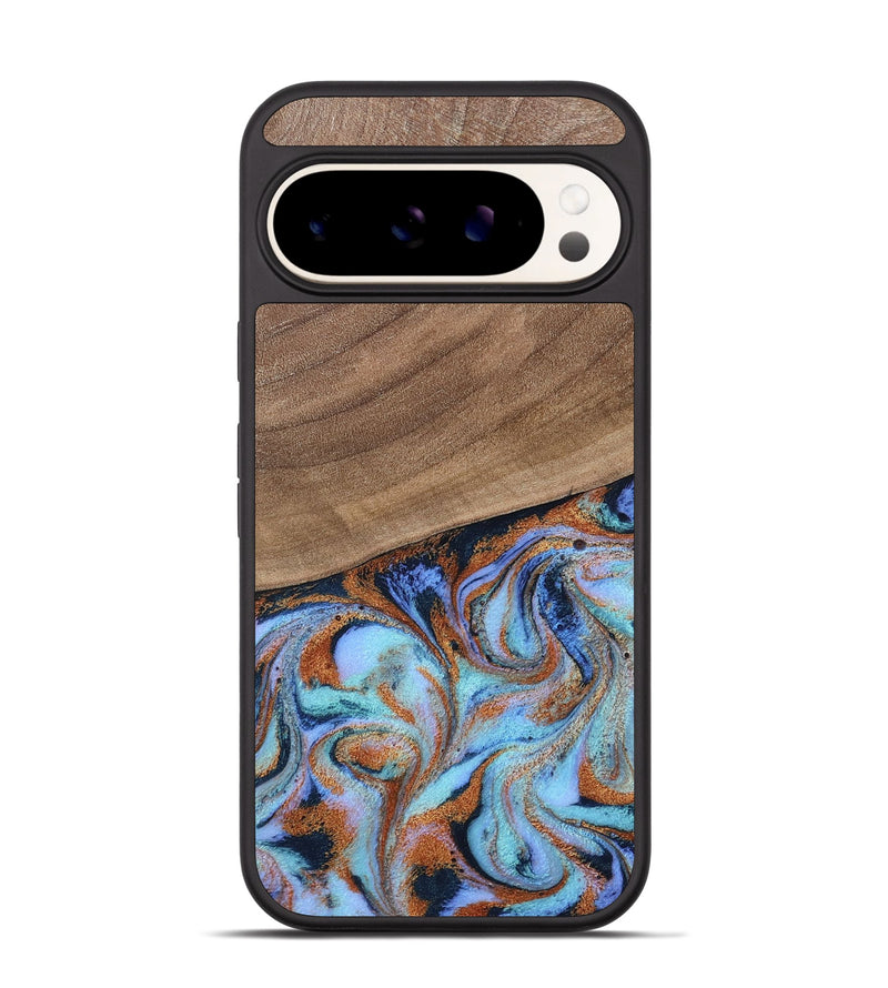 Pixel 9 Wood Phone Case - Irving (Teal & Gold, 802412)
