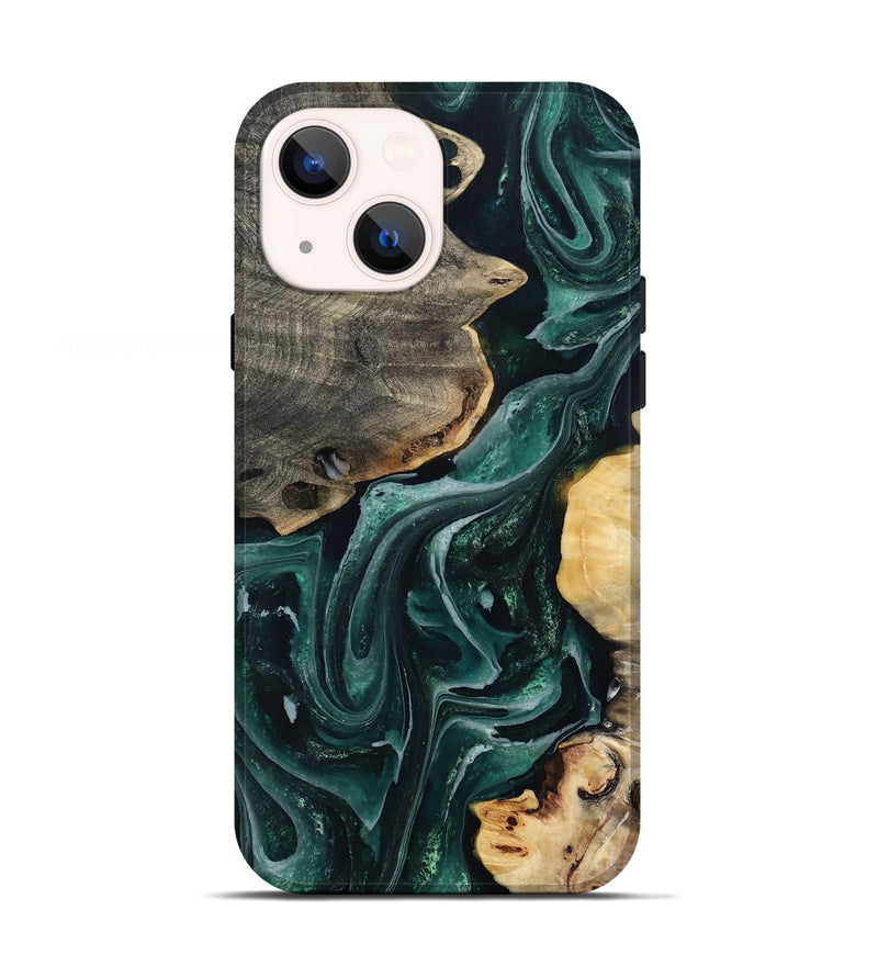 iPhone 13 Wood Live Edge Phone Case - Brett (Green, 802425)