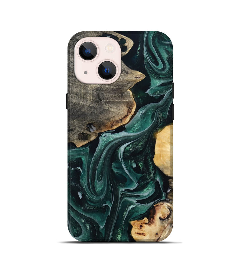 iPhone 13 mini Wood Live Edge Phone Case - Brett (Green, 802425)