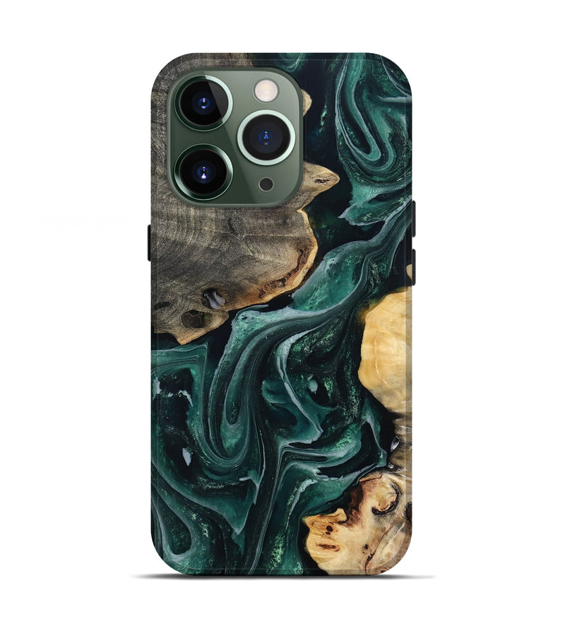 iPhone 13 Pro Wood Live Edge Phone Case - Brett (Green, 802425)
