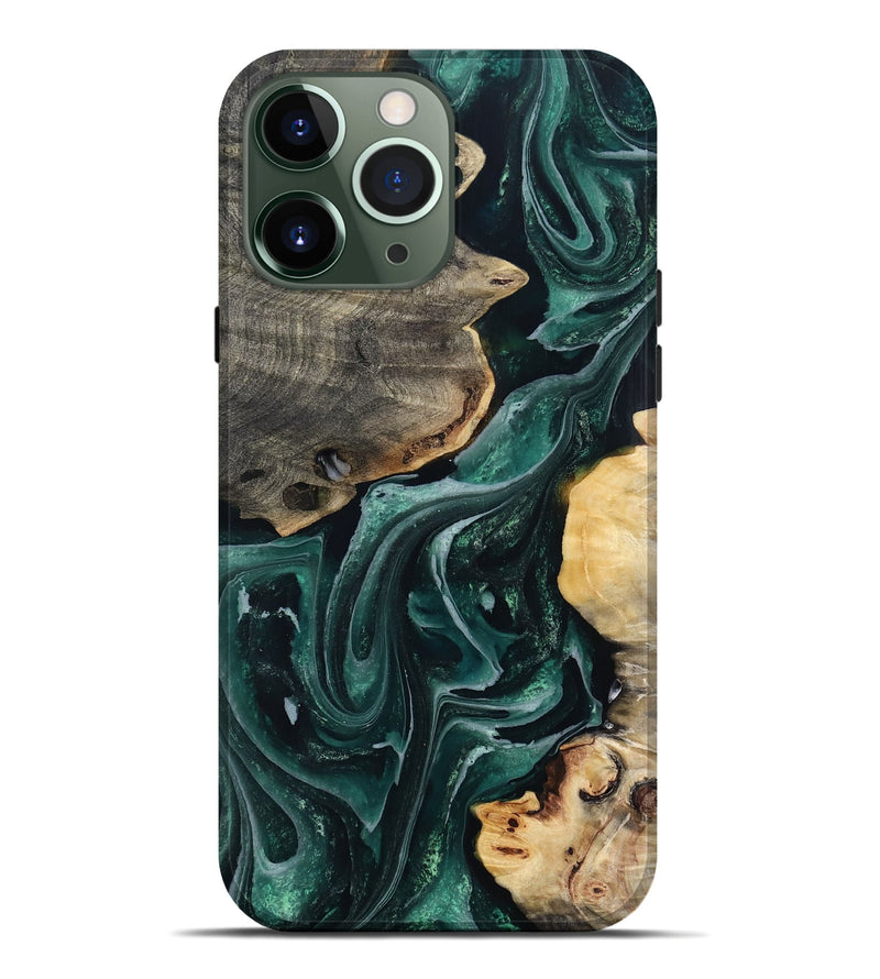 iPhone 13 Pro Max Wood Live Edge Phone Case - Brett (Green, 802425)