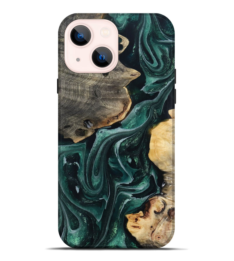 iPhone 14 Plus Wood Live Edge Phone Case - Brett (Green, 802425)
