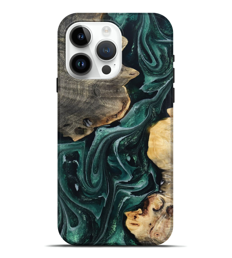 iPhone 15 Pro Max Wood Live Edge Phone Case - Brett (Green, 802425)