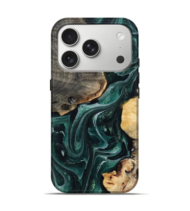 iPhone 17 Pro Wood Live Edge Phone Case - Brett (Green, 802425)