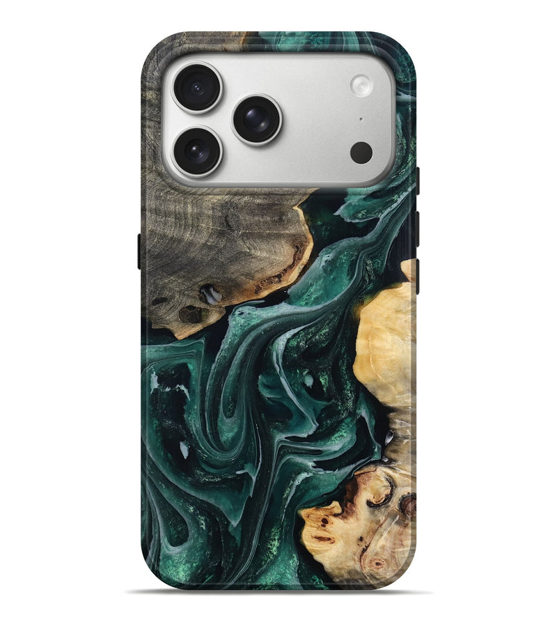 iPhone 17 Pro Max Wood Live Edge Phone Case - Brett (Green, 802425)