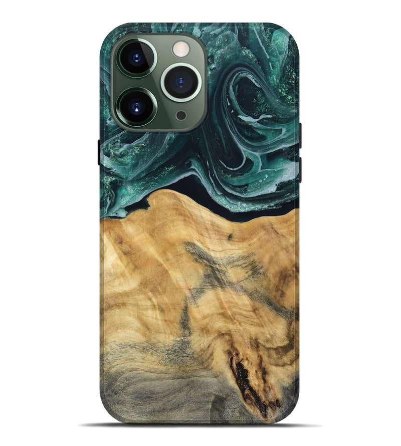 iPhone 13 Pro Max Wood Live Edge Phone Case - Eda (Green, 802426)