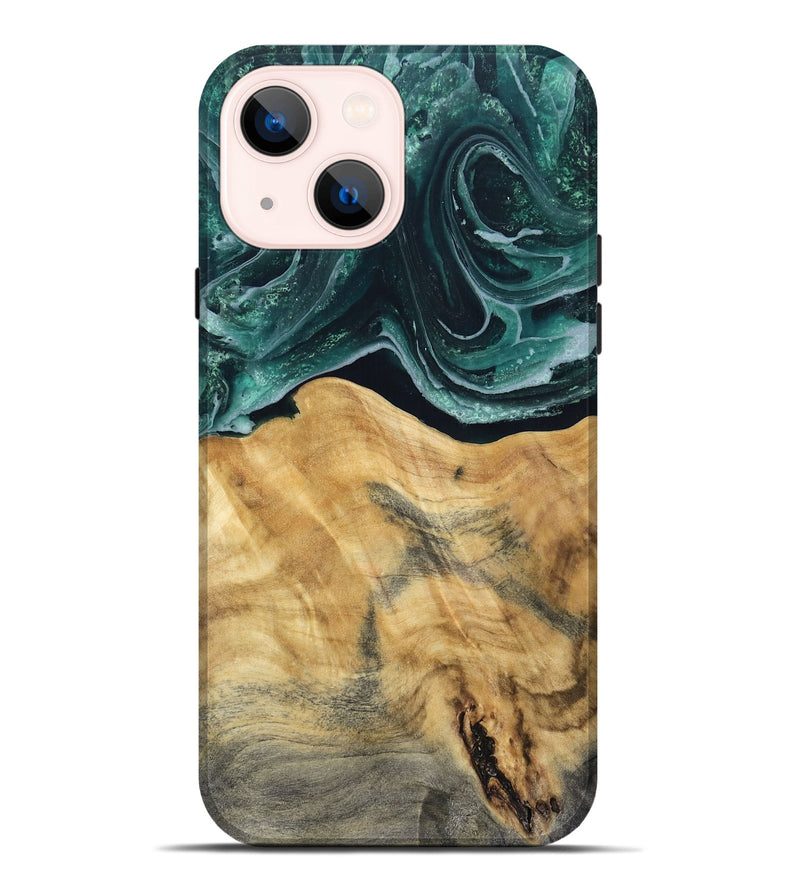 iPhone 14 Plus Wood Live Edge Phone Case - Eda (Green, 802426)