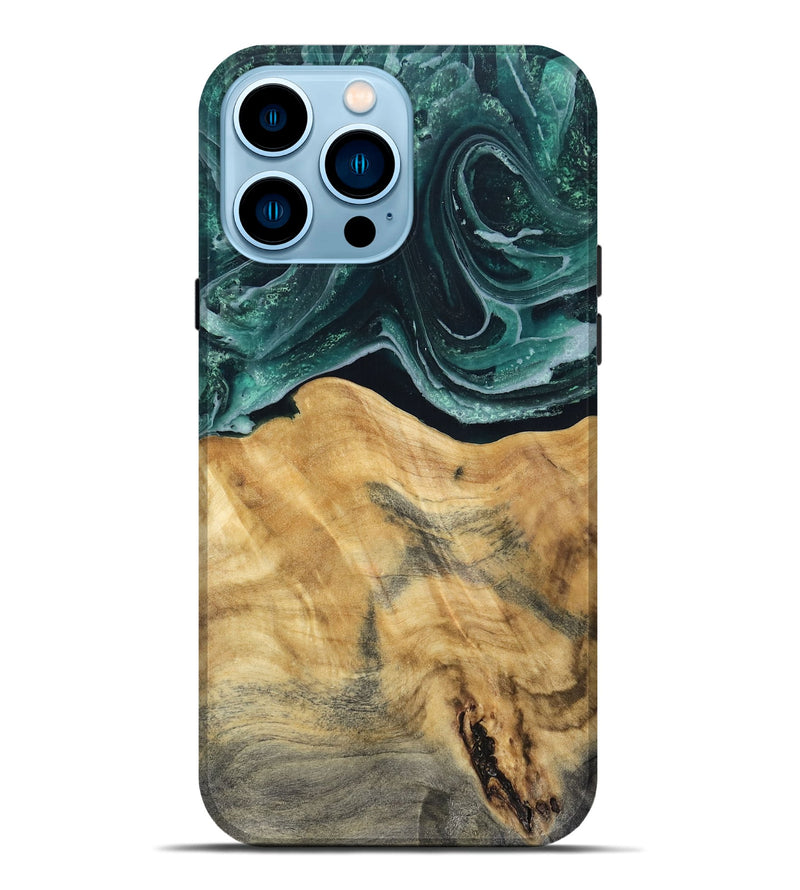 iPhone 14 Pro Max Wood Live Edge Phone Case - Eda (Green, 802426)