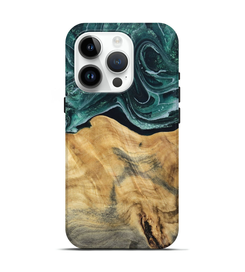 iPhone 15 Pro Wood Live Edge Phone Case - Eda (Green, 802426)