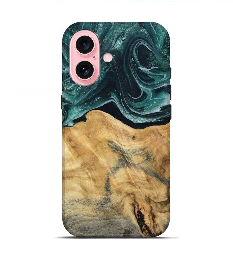 iPhone 16 Wood Live Edge Phone Case - Eda (Green, 802426)